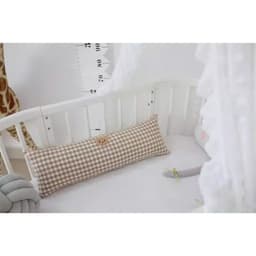 Gối ôm trẻ em LOẠI DÀI có Sticker gấu, hoạ tiết caro nâu thích hợp trẻ từ 1 tuổi trở lên phong cách Hàn Quốc 6