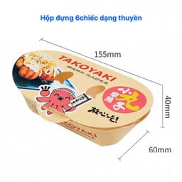( COMBO 100 ) Hộp Đựng Bánh Takoyaki 4-6-8-10 viên TỰ GẤP - GẤP SẴN ( Giá sỉ ) 4