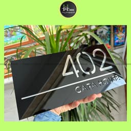 Biển số nhà. Bảng số nhà âm bản HOUSE NUMBER thiết kế theo phong cách chữ chìm hiện đại, tôn vinh vẻ đẹp ngôi nhà bạn 5