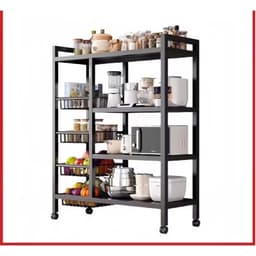 Kệ để bát đĩa lò vi sóng hàng dà y dặn ,để nồi để đồ nhà bếp đa năng chất liệuThép Cacbon sơn tĩnh điện có bánh xe đẩy 3