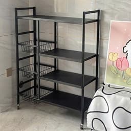 Kệ để bát đĩa lò vi sóng hàng dà y dặn ,để nồi để đồ nhà bếp đa năng chất liệuThép Cacbon sơn tĩnh điện có bánh xe đẩy 6