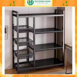 Kệ để bát đĩa lò vi sóng hàng dà y dặn ,để nồi để đồ nhà bếp đa năng chất liệuThép Cacbon sơn tĩnh điện có bánh xe đẩy 1