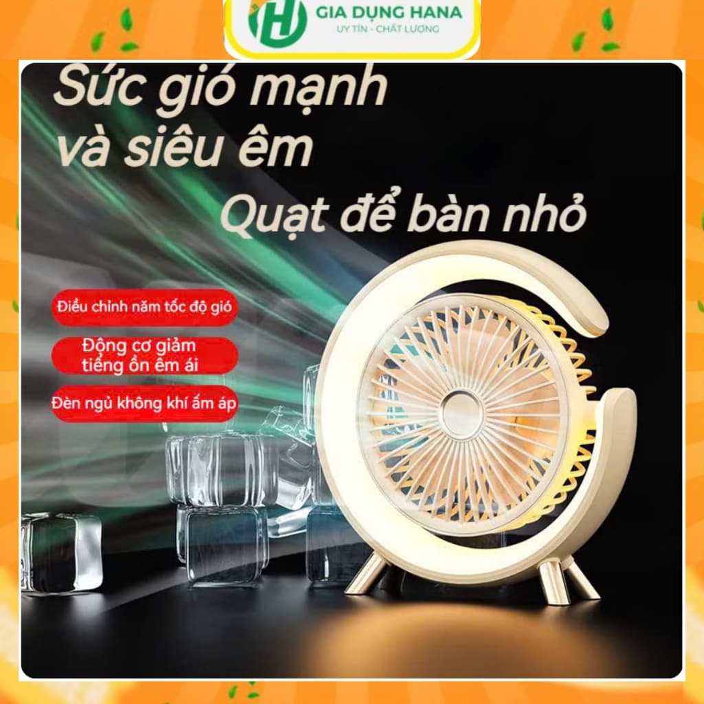 Quạt điện mini usb quạt bàn im lặng 5 tốc độ gió tốc độ đèn ngủ hương liệu thiết kế