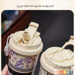 Ly Giữ Nhiệt 500ml Coffee Cup inox 316 cao cấp, Cốc giữ nhiệt có ống hút quai xách tiện lợi 6