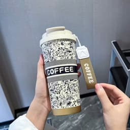 Ly Giữ Nhiệt 500ml Coffee Cup inox 316 cao cấp, Cốc giữ nhiệt có ống hút quai xách tiện lợi 3