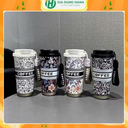 Ly Giữ Nhiệt 500ml Coffee Cup inox 316 cao cấp, Cốc giữ nhiệt có ống hút quai xách tiện lợi 1