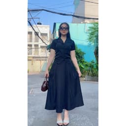 Set Váy Dài Chữ A Bigsize Váy Xòe Áo Tay Ngắn Dễ Thương Set Đồ Nữ Mùa Hè Đi Biển LIMO MS359 9