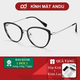 Gọng kính thời trang nữ ANDU dáng mắt mèo chống tia UV chất liệu kim loại mix nhựa - 24030 1