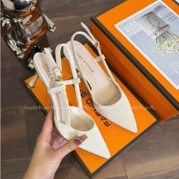 Giày cao gót 5p hở gót quai trống phong cách mới chất tuyết nhung hàng cao cấp full hộp ( AH20 ) 5