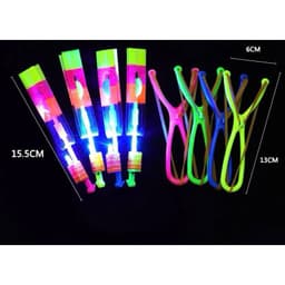Đồ chơi chong chóng phát sáng ,ná bắn phi tiêu bằng dây thun chữ Y có đèn led 2