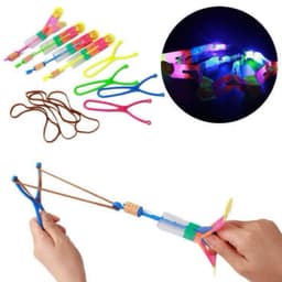 Đồ chơi chong chóng phát sáng ,ná bắn phi tiêu bằng dây thun chữ Y có đèn led 7