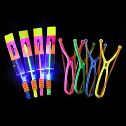 Đồ chơi chong chóng phát sáng ,ná bắn phi tiêu bằng dây thun chữ Y có đèn led 8