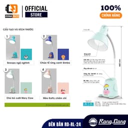 Đèn học để bàn Rạng Đông bóng LED chống cận bảo vệ thị lực cho trẻ RD-RL-24 5W BH 2 Năm 4