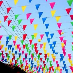 Cờ dây tam giác nhiều màu, Cờ đuôi nheo. Vải dày + đẹp, 1 cuộn dài 10m gồm 28- 30 lá 3