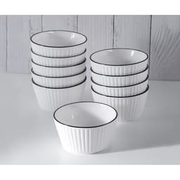 Set 10 bát cơm vuông sọc 11.4cm sứ trắng viền đen, chén sứ dày dặn ăn cơm, decor sang trọng 5