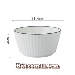 Set 10 bát cơm vuông sọc 11.4cm sứ trắng viền đen, chén sứ dày dặn ăn cơm, decor sang trọng 7