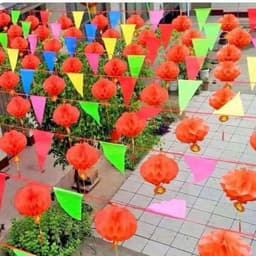 Cờ dây tam giác nhiều màu, Cờ đuôi nheo. Vải dày + đẹp, 1 cuộn dài 10m gồm 28- 30 lá 4