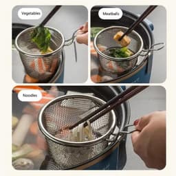 Rổ Nhúng Lẩu Có Móc Cài Vào Nồi, Giỏ Vớt Đồ Ăn Nhúng Mì, Nhúng Thịt Inox Kích Thước 11Cmx9.5Cm 3