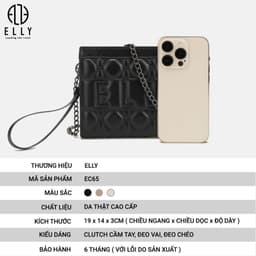 [Tặng hộp 20.10] Clutch nữ ELLY EC65 ví cầm tay da thật cao cấp đeo chéo đeo vai dự tiệc sang trọng 2