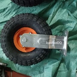 [KKTHN] Bánh Hơi 350-4 Đường Kính 25Cm Xoay 360 Và Cố Định Cho Xe Đẩy, Xe Kéo Hàng Giảm Xóc Siêu Êm Chống Ồn 3