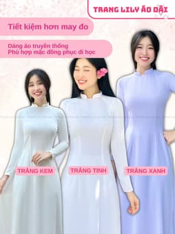 Áo dài học sinh cổ vuông hở, hotgirl, áo dài trắng tay dài, hai tà, cổ U, đồng phục học sinh cấp 3 - Áo Dài Thăng Long 12