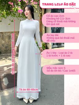 Áo dài học sinh cổ vuông hở, hotgirl, áo dài trắng tay dài, hai tà, cổ U, đồng phục học sinh cấp 3 - Áo Dài Thăng Long 13