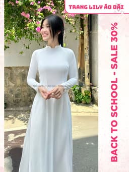 Áo dài học sinh cổ vuông hở, hotgirl, áo dài trắng tay dài, hai tà, cổ U, đồng phục học sinh cấp 3 - Áo Dài Thăng Long 17