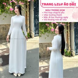 Áo dài học sinh cổ vuông hở, hotgirl, áo dài trắng tay dài, hai tà, cổ U, đồng phục học sinh cấp 3 - Áo Dài Thăng Long 7