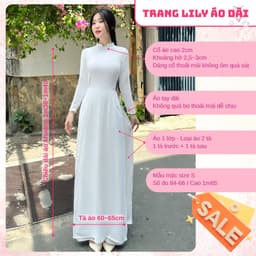 Áo dài học sinh cổ vuông hở, hotgirl, áo dài trắng tay dài, hai tà, cổ U, đồng phục học sinh cấp 3 - Áo Dài Thăng Long 5