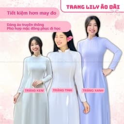 Áo dài học sinh cổ vuông hở, hotgirl, áo dài trắng tay dài, hai tà, cổ U, đồng phục học sinh cấp 3 - Áo Dài Thăng Long 3