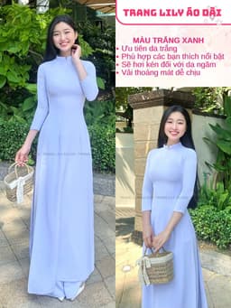 Áo dài trắng đồng phục học sinh cấp 3, chụp kỉ yếu, cổ V 2cm, tay lỡ, lụa mỹ, áo dài đi học may sẵn - Áo Dài Thăng Long 15