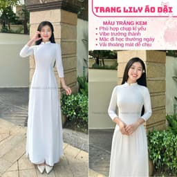 Áo dài trắng đồng phục học sinh cấp 3, chụp kỉ yếu, cổ V 2cm, tay lỡ, lụa mỹ, áo dài đi học may sẵn - Áo Dài Thăng Long 7