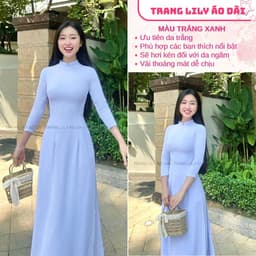 Áo dài trắng đồng phục học sinh cấp 3, chụp kỉ yếu, cổ V 2cm, tay lỡ, lụa mỹ, áo dài đi học may sẵn - Áo Dài Thăng Long 8