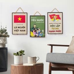 Set Dán Tường Gỗ Chủ Đề Việt Nam Yêu Nước Độc Lập - Tự Do Trang Trí Cửa Hàng, Công Ty 2