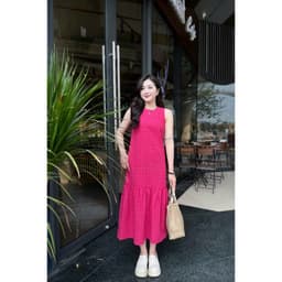 Váy Suông Kẻ Caro Sát Nách, Vải Thô Nhẹ Mát, Form Rộng Giấu Dáng, Mặc Hè Thoải Mái 7