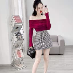 Áo Thun Nữ Bigsize Trễ Vai Tay Dài Vải Nhũ Áo Trễ Vai Dài Tay Ôm Dáng Dễ Thương LiMo MS059 3