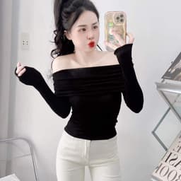 Áo Thun Nữ Bigsize Trễ Vai Tay Dài Vải Nhũ Áo Trễ Vai Dài Tay Ôm Dáng Dễ Thương LiMo MS059 6