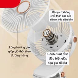 Quạt Kẹp mini Để Bàn Tích Điện 5 Chế Độ Gió Siêu Mát, Quạt Kẹp mini Có Sạc USB Tiện Lợi 7