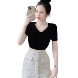 Áo Thun Nữ Bigsize Tay Ngắn Cổ Đổ Thiết Kế Dễ Thương Mặc Hè Áo Kiểu Thời Trang Nữ LiMo MS164 2