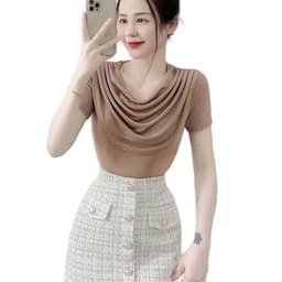 Áo Thun Nữ Bigsize Tay Ngắn Cổ Đổ Thiết Kế Dễ Thương Mặc Hè Áo Kiểu Thời Trang Nữ LiMo MS164 5