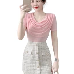 Áo Thun Nữ Bigsize Tay Ngắn Cổ Đổ Thiết Kế Dễ Thương Mặc Hè Áo Kiểu Thời Trang Nữ LiMo MS164 6
