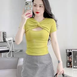 Áo Thun Nữ Bigsize Nhũ Tay Ngắn Xoắn Áo Thun Thiết Kế Kiểu Dễ Thương Mặc Hè LIMO MS198 4