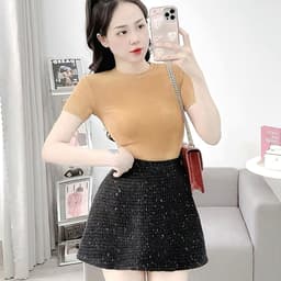 Áo Thun Nữ Bigsize Nhũ Tay Ngắn Xoắn Áo Thun Thiết Kế Kiểu Dễ Thương Mặc Hè LIMO MS198 8