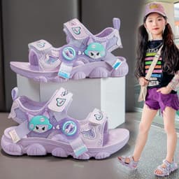 Sandal họa tiết korumi đế sóng quai dán đi học cho bé gái [8131] 2