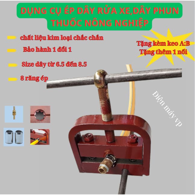Dụng cụ ép cốt dây rửa xe, dây phun thuốc nông nghiệp kích thước dây 6,5 đến 8,5