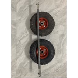 [DQN]Bộ 2 Bánh Cao Su Mâm Đỏ Đường Kính Đường Kính 25 Cm Kèm Trục Phi 18 Cho Xe Đẩy Hai Bánh, Xe Kéo, Xe Tự Chế 2