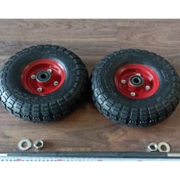 [DQN]Bộ 2 Bánh Cao Su Mâm Đỏ Đường Kính Đường Kính 25 Cm Kèm Trục Phi 18 Cho Xe Đẩy Hai Bánh, Xe Kéo, Xe Tự Chế 1