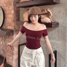 (Măc Được 2 Kiểu) ÁO TRỄ VAI -ÁO CỔ VUÔNG TAY NGẮN ÔM BODY NỮ COTTON MỊN BASIC m676 4