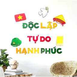Set Dán Tường Gỗ Chủ Đề Việt Nam Yêu Nước Độc Lập - Tự Do Trang Trí Cửa Hàng, Công Ty 4