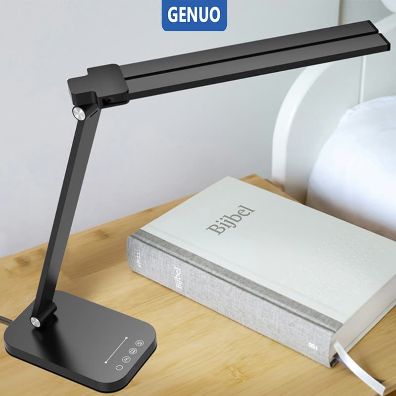 GENUO Đèn bàn bảo vệ mắt cho học sinh LED,thân đèn bằng hợp kim nhôm,có thể gập lại và xoay,chiếu sáng trong 4-6 giờ